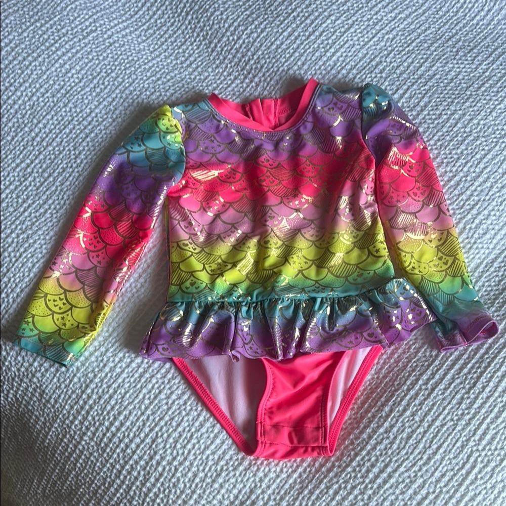 Cat & Jack Pink and Purple Rashguard Swimsuit 4T